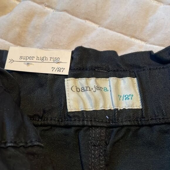 Ban.jara Womens Super High Rise Denim Shorts 7/27 Recycled Frayed Hem Black - Picture 2 of 10